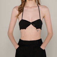 SIRINTRA DARE TO LURE - Black 3D Velvet Top Bra (SBL54) บราสายคล้องคอ ดีเทลผ้าคาเวียร์