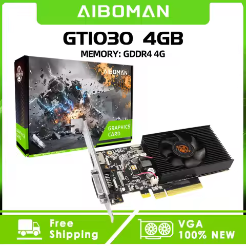 AIBOMAN GT1030 4GB Graphics Cards GDDR4 64BIT 30W HDMI+DVI PCIe 4.0 Suitable for Computer Video Gami