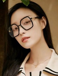 Gucci 倪妮廣告主打款 黑金竹節logo 大方框「抗藍光」平光眼鏡 可配度數 專櫃16800