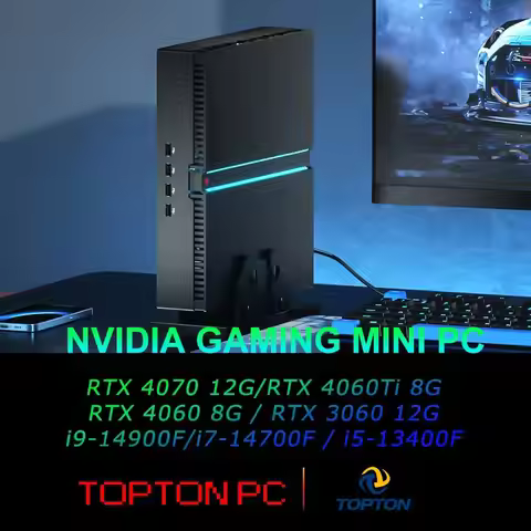 Topton Mini PC Gamer 14th Gen Intel i9 14900F i7 14700F NVIDIA RTX 4070 12G/4060 Ti 8G PCIE 4.0 Wind