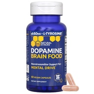 NATURAL STACKS Dopamine Brain Food - 650mg L-Tyrosine Supplement - Dopamine Supplement for Focus & M