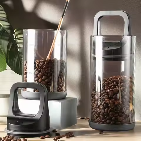 Coffee Beans Vacuum Sealed Tank Transparent Glass Food Storage Jars Household Moisture-proof Air Ext