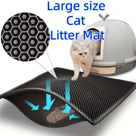 Large Cat Litter Mat Waterproof Double Layer Litter Trapping Clean Pad for Cat Litter Box Durable an