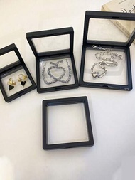 2入組簡約透明PE珠寶收納盒，手鐲戒指耳環珠寶收納盒，圓形底座便携式防氧化母親節禮盒