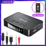 M6 Bluetooth 5.0 Audio Receiver Transmitter AUX 3.5MM Fiber Coaxial TF/U Disk USB FM LED Digital Display with HD Microphone Wireless Adapter for TV