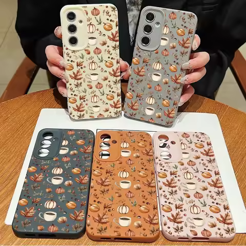 Autumn Leaf Pumpkin Coffer Leather Case For Realme 15 14 13 12 11 9 Pro Plus 10 8 5G 8i C53 C51 C63 