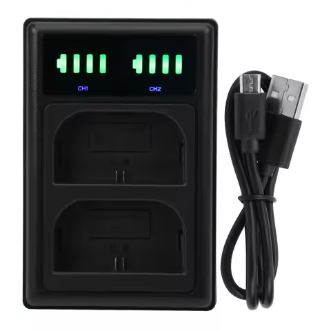Camera Battery Charger Micro/Type‑C Dual Port Camera Dual Display Dual Dock Charger for LP‑E6/E6N Ca