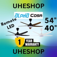 {READY STOCK} ALPHA COSA 54" 40" REMOTE LED CEILING FAN Xpress Xpress LED 5B/54 Xpress LED 5B/40