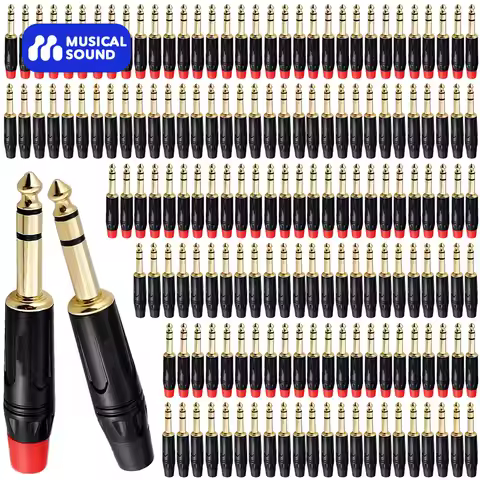 Musical Sound 1/4/24/50 Pieces 1/4" Audio Plugs 6.35 mm Plug TS 1/4 inch Solder Type Mono 1/4 Inch A