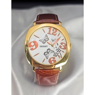 ORIENT Japan นาฬิกาสัญชาติญี่ปุ่น(ผู้หญิง) ระบบควอตซ์ ตัวเรือนทอง สินค้าแท้ ประกัน1ปี