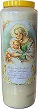 San Giuseppe Novena Prayer Candle in Glass 18 x 7 cm 100% Vegetable Burning Time 9 Days - 216 Hours
