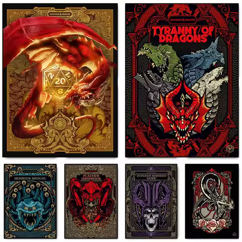 Classic Video Game Dungeons and Dragons Cover Posters Prints Canvas Printing Wall Art Picture for Li