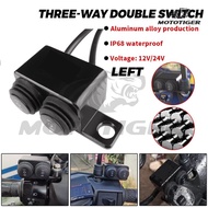 Motorcycle Dual 3 Way Switch Version 2 Mini Driving Switch Mirror Mount