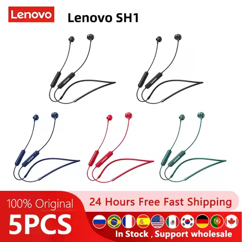 5PCS Lenovo SH1 Wireless Bluetooth Earphone Magnetic Neckband Earphones TWS Sports Headset HIFI Soun