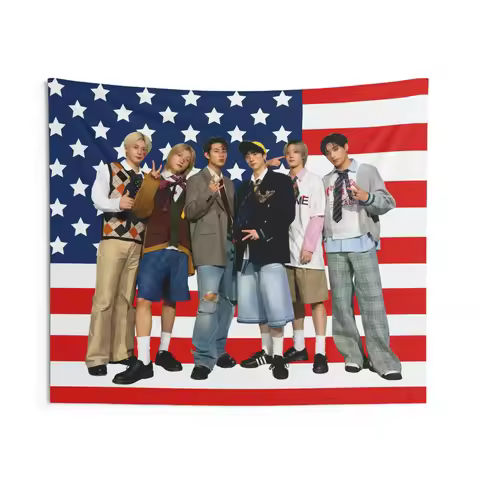 P1Harmony Members Cutie American Flag Concert Banner Flag Tour 2025 Decor Room Decoration Gift Bedro