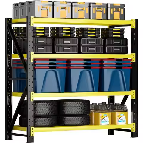 3000LBS Heavy Duty Storage Shelves,78''H Metal Garage Shelving, 4-Tier Adjustable Garage Organizatio