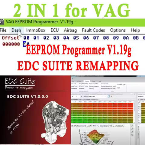 For VAG EEPROM Programmer Mileage Set KKL Programmer V1.19g ​Reset Errors EDC SUITE REMAPPING Softwa