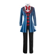 Anime Hazbin Hotel Vox Cosplay Costume Blue Striped Bee Suit Uniform Bow Hat Evening Clothing