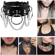 KY&amp;European and American Style Trendy Punk Leather Double-Layer ChainORing Collar Bondage SlaveBDSMNecklace Necklace Nec