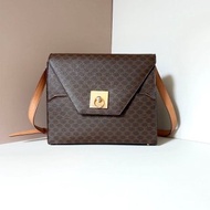 特選貨品Celine老花金扣小信封盒子皮革單肩側背斜孭揹包手袋