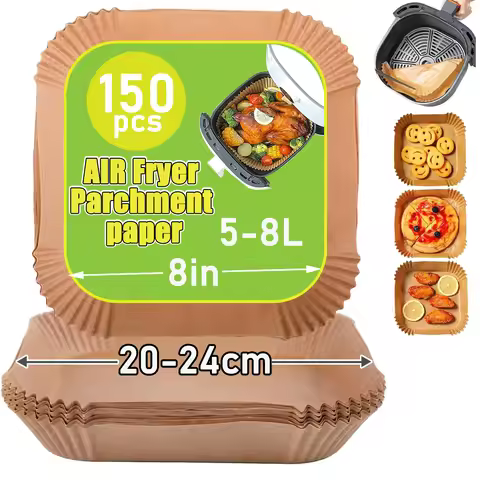 Air Fryer Paper Liners 23-27cm Square Air Fryer Sheets for 7 to 12 Liters Air Fryers, Compatible wit