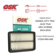 OSK AIR FILTER HONDA CITY T9A/JAZZ T5A/HRV HYBRID T7A  2014-2019 17220-5R0-008