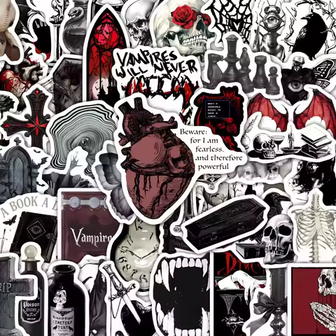 50Pcs Dark Gothic Vampire Elements Stickers DIY Decals Scrapbooking Phone Luggage Skateboard Waterpr