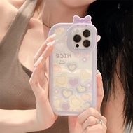 Good case Casing For OPPO A78 A57 A76 A96 A17 A16 A16s A16k A15 A15s A54 A74 A55 A95 A94 A93 A53 A33 A32 A5 A9 A3s A5s Reno 7Z 6Pro 5 F11 F9Pro Purple Contrast Color Love Heart Monster Lens Phone Case Clear Soft Protective Cover เคสโทรศัพท์ oppo