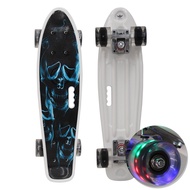 FREEFLY Skateboard สเก็ตบอร์ด 4 ล้อ เพนนีบอร์ด Penny board สเก็ตบอร์ดเรโทรทรงปลา ลายสวย ล้อมีไฟ!!