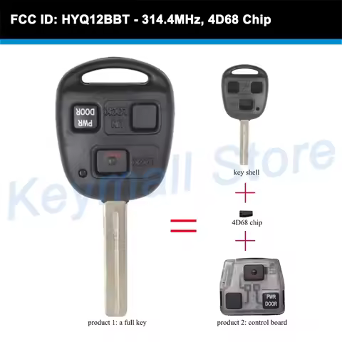KEYECU Replacement Remote Key With 3 Buttons 4D68 Chip 314.4MHz / Control Board FOB for Lexus RX330 
