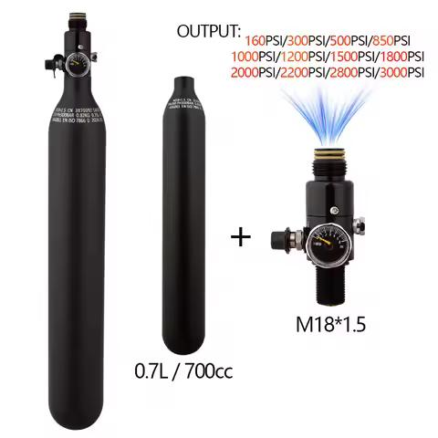 HPA Scuba 200BAR/3000PSI 0.7L 700cc Diving Air Tank Output 160PSI To 3000PSI Pressure Regulator For 