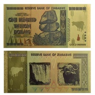 GAS CO- Zimbabwe Gold Foil 100 000 000 000 000 Dollar Souvenir Per 1 Pcs