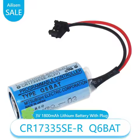 CR17335SE-R ER2/3A with Plug 3V 1800mAh Suitable for Mitsubishi Q Series PLC Q6BAT GT15-BAT Servo Mo