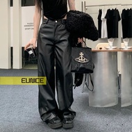 Eunice - Women's High Waist Culotte Leather Pants