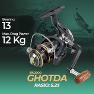 TaffSPORT GHOTDA Spinning Fishing Reel 5.2:1 BB 13 - BK2000 - AHOO