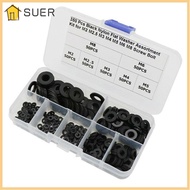SUER 350pcs Washer Assortment Kit Home Improvement Hardware Black M2 M2.5 M3 M4 M5 M6 M8