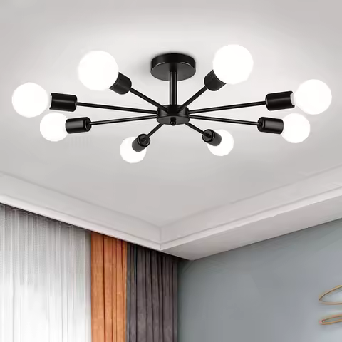 Modern chandelier restaurant black chandelier living room suspended ceiling light iron E27 chandelie