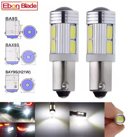 2Pcs H21W BAY9S BA9S T4W BAX9S H6W 5630 10SMD LED Auto Backup Reverse Light Turn Corner Bulb Side La