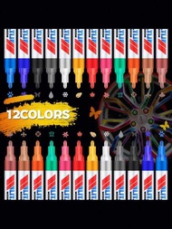 12色組金屬漆筆，適用於模型製作，防水快干金屬繪畫筆，油漆筆套組