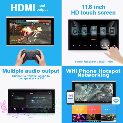 11.6 Inch Android 11 Car Headrest Monitors For BMW AUDI Mercedes Ford VOLVO Honda VW GM Tablet Multi