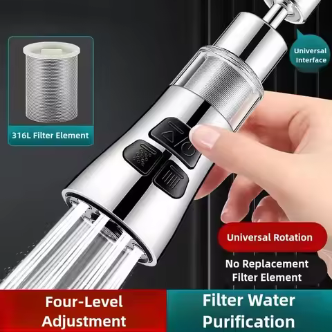 Kitchen Faucet Extender with Filter Function Universal 360 Degrees Rotate Aerator Splash Filter Fauc