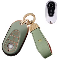 SANRILY Full Protection Soft TPU Golden-Edge Smart Key Cover for Mercedes Benz S-Class W223/New S580