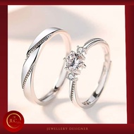 2Pcs Couple Ring Adjustable Ring Promise Ring Couple Finger Ring Crystal Wedding Rings Love Gift