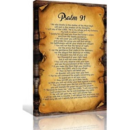 Psalm 91 Canvas Print Modern Bible Verse Wall Art Decor for Living Room