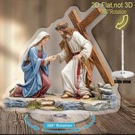 2D Acrylic Rotating Model, Depicting The Holy Scene Of The Virgin Mary, Suitable For Home Decor Or A