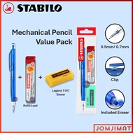 Stabilo 3555 3557 Mechanical Pencil Value Set 0.5mm / 0.7mm Free Refill Lead And Eraser 35553206P2 /