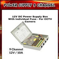 9 Channel 12V 10A CCTV Power Supply Box With Individual Fuse