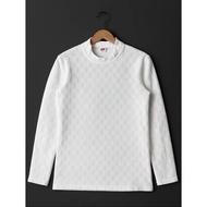 (Nice product) Autumn-Winter Long-Sleeved Knitted Shirt with Checkered Pattern, 3-inch High Collar. 