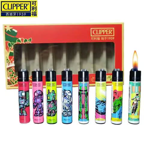New Clipper Lighter Grinder Ignition Nylon Explosion-Proof Lighter 8-Piece Gift Set Men's Smoking Li