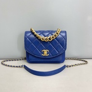 Chanel 藍色牛皮孟買風琴郵差包斜背包